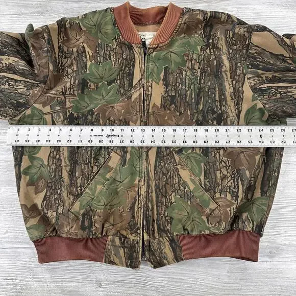 VTG Trebark Camo Bomber Jacket Mens Large Green Thermo Lined Made in USA Gander - Picture 5 of 7